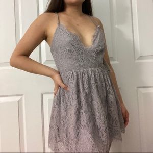 NWT Tobi heather gray lace dress